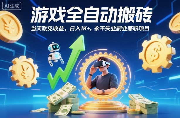 游戏全自动搬砖,当天就见收益,日入1K+,永不失业副业兼职项目【揭秘】-副业项目资源网