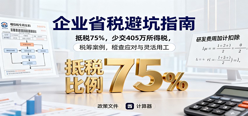 企业省税避坑指南:抵税75%,少交405万所得税,税筹案例,稽查应对与灵活用工-副业项目资源网