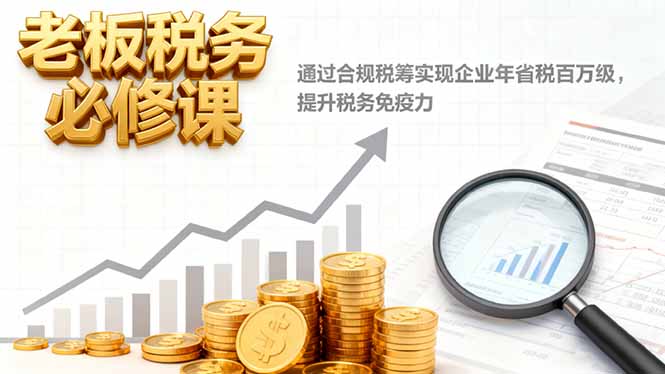 老板税务必修课，通过合规税筹实现企业年省税百万级，提升税务免疫力-副业项目资源网