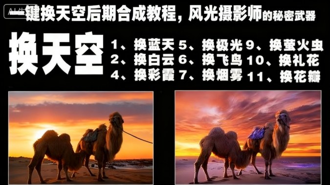 一键换天空后期合成教程,风光摄影师的秘密武器-副业项目资源网