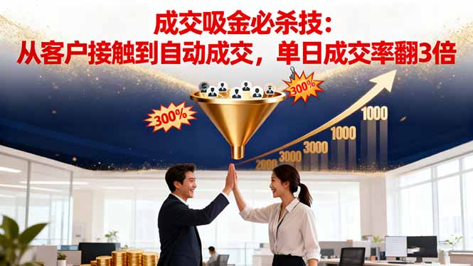 吸金成交营销必杀技:从客户接触到自动成交,单日成交率翻3倍-副业项目资源网