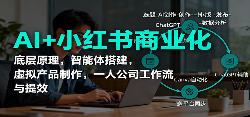 AI+小红书商业化,底层原理,智能体搭建,虚拟产品制作,一人公司工作流与提效-副业项目资源网