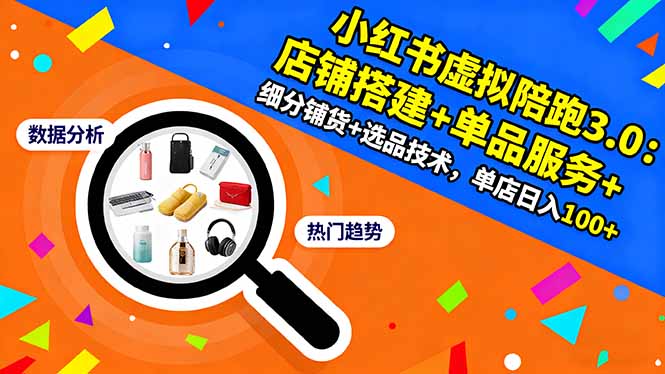 小红书虚拟陪跑3.0:店铺搭建+单品服务+细分铺货+选品技术,单店日入100+-副业项目资源网